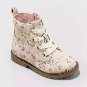 Cat & Jack Giovanna Floral Combat Boots Girls Size 5